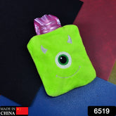 Green One-Eyed Monster Print Small Hot Water Bag with Cover for Pain Relief
